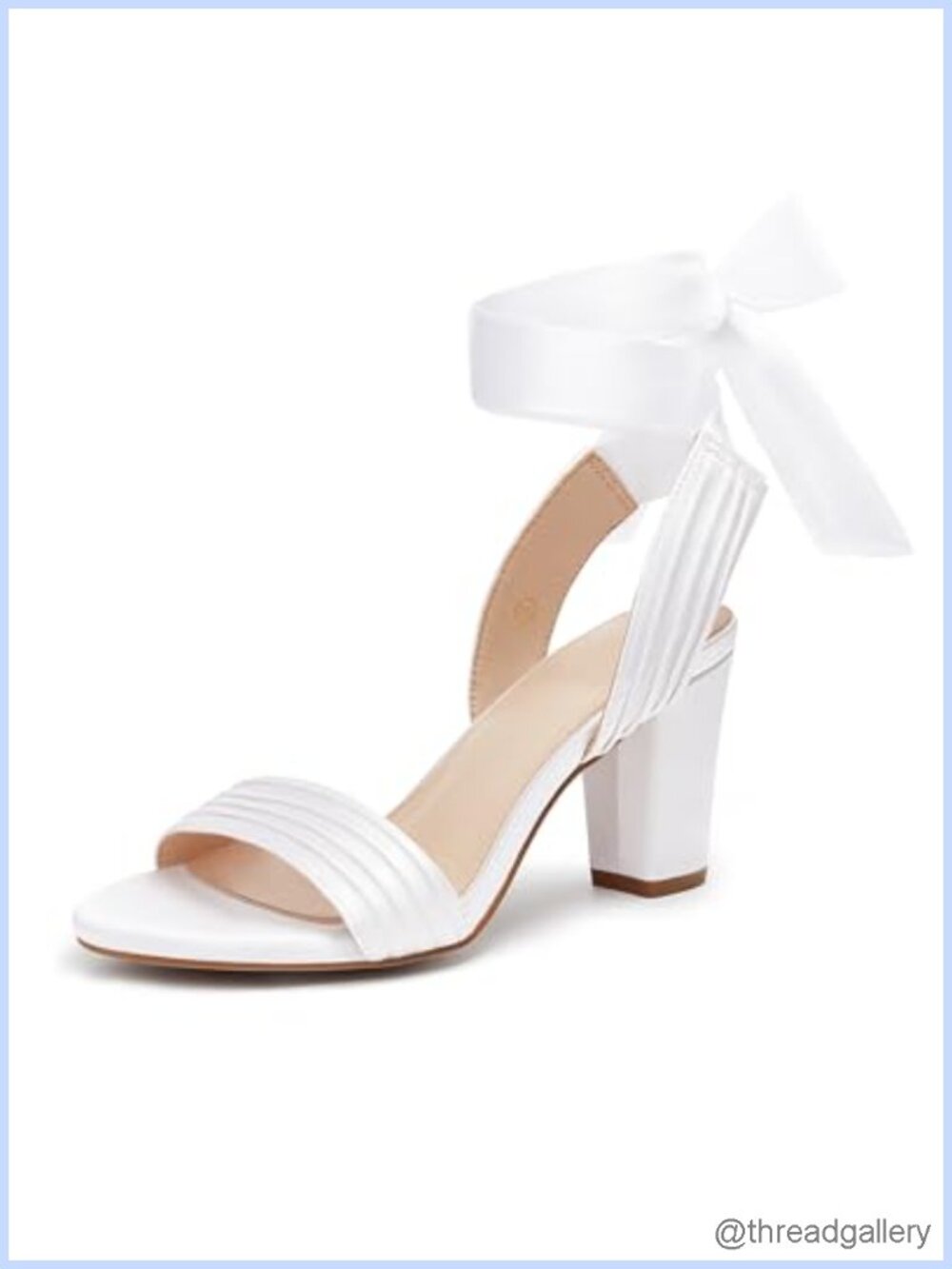 Coutgo Women's Strappy Chunky Heeled Sandals Bow Tie Lace Up Open Toe Pumps